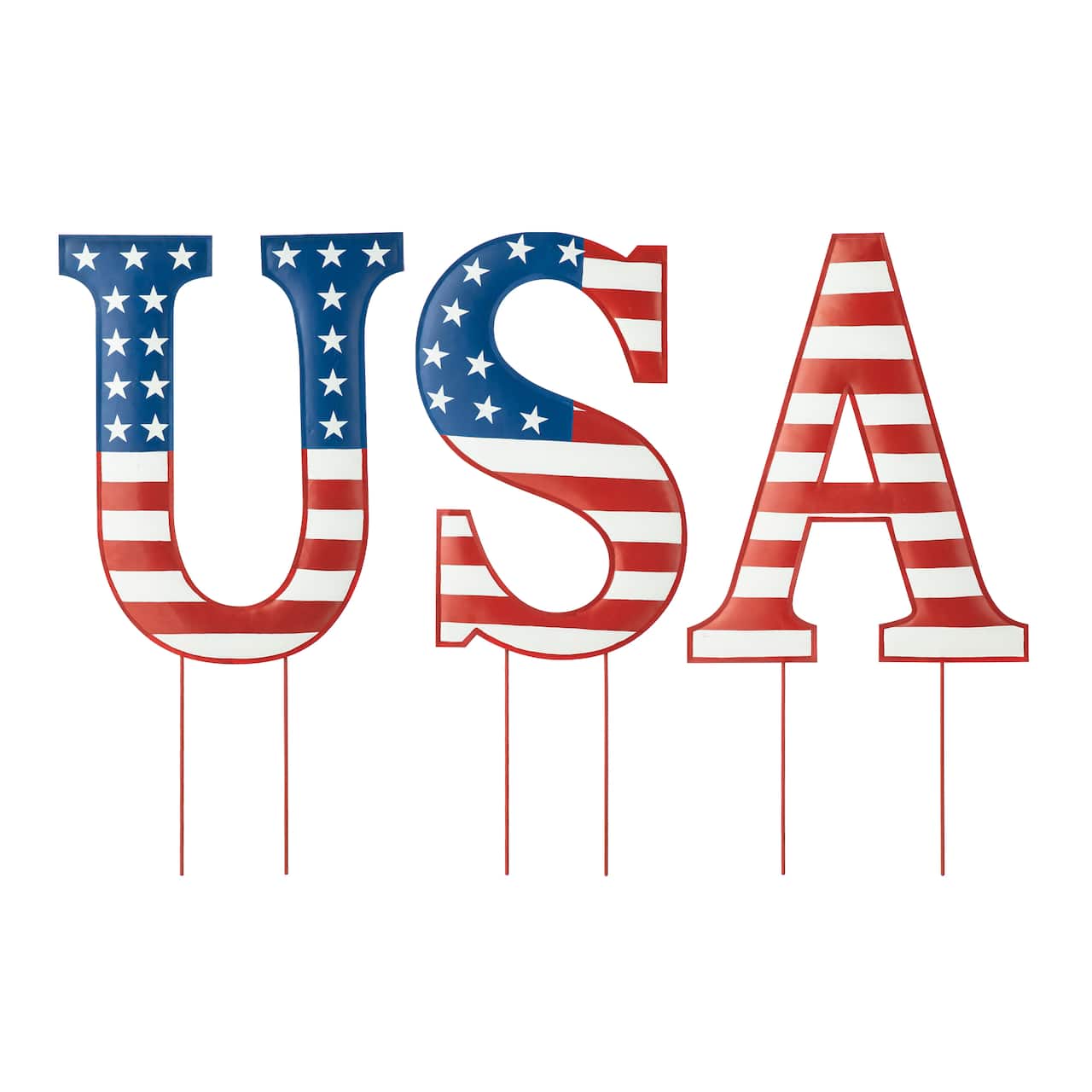 Glitzhome&#xAE; 45&#x22; Patriotic America USA Yard Stake Set